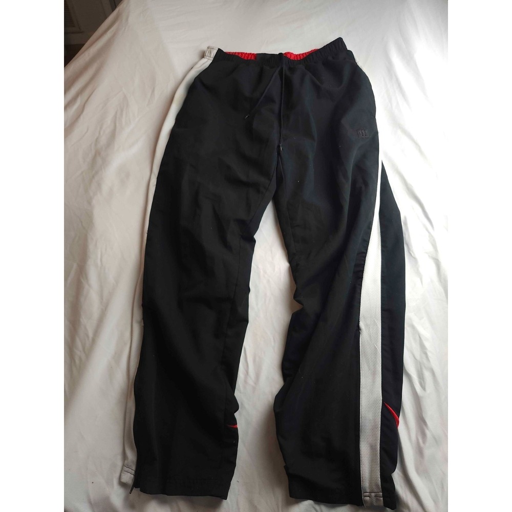 Wilson‎ Track Pants Mens Medium Black Mesh Lined Windbreaker Outdoor Athleisure